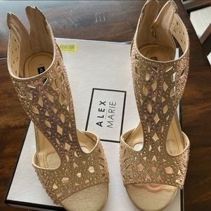 Alex Marie Gold Wedge Sandals